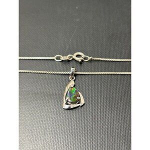 Korite Pearl White Gold 14K Ammolite Teardrop Pendant